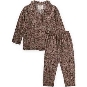 Dökümlü Gömlek Yaka Pijama Takım 2-8 Yaş Leopar Desen