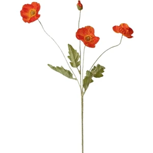 Yapay Çiçek Gelincik Çiçeği Kırmızı Renk 3 Çiçek 1 Tomurcuk 59CM