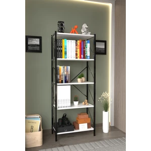 Ahlas 5 Raflı Dekoratif Kitaplık Dosya Rafı Ofis Rafı Mutfak Rafı Çok Amaçlı Raf 150 cm