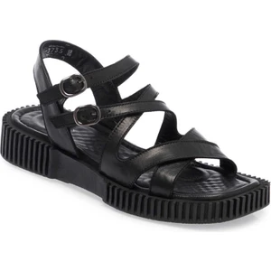 Siyah Hakiki Deri Kadın Sandalet - K24Y1SN67163-A23