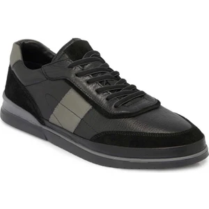 Siyah Hakiki Deri Erkek Sneaker - E24I1AY56689-A23