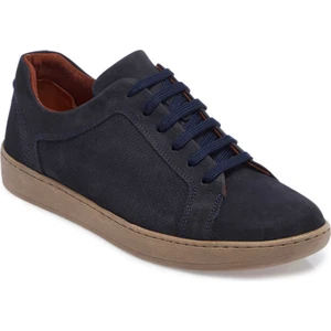 Lacivert Hakiki Nubuk Deri Erkek Sneaker - E24I1AY56825-C39