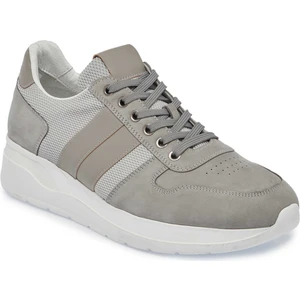 Gri Deri-Tekstil Erkek Sneaker - E24I1AY56869-A40