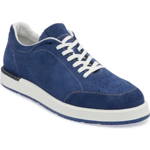 Lacivert Hakiki Süet Deri Erkek Sneaker - E24I1AY56857-D44