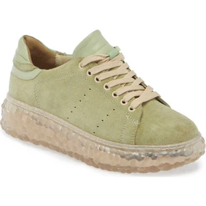 Yeşil Hakiki Süet Deri Kadın Sneaker - K24I1AY67334-S2W