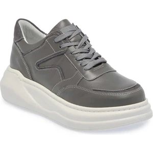 Gri Hakiki Deri Kadın Sneaker - K24I1AY67491-B43