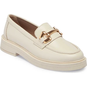 Ekru Hakiki Deri Kadın Loafer - K24S1AY67618-R90