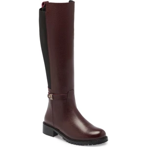 Bordo Deri-Tekstil Kadın Klasik Çizme - K24K1CM67712-M71