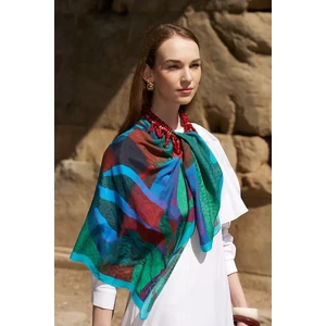 Mavi Ed Scarf Glaze Vase Desen Eşarp