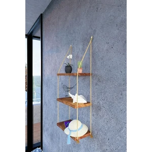 Ahşap Duvar Rafı Üçlü Kitaplık Saksılık Aksesuar