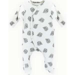 % 100 Pamuklu Bebek Tulumu Patikli Çizgili Balık Bej