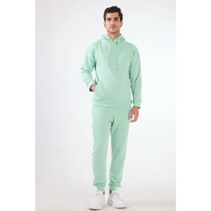 Erkek Regular Fit Kapüşonlu Mint Yeşili Sweatshirt