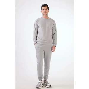 Bej Bisiklet Yaka Regular Fit Erkek Sweatshirt
