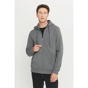 Altınyıldız Classics Erkek Antrasit-melanj Standart Fit Normal Kesim Kapüşonlu Fermuarlı Sweatshirt Ceket