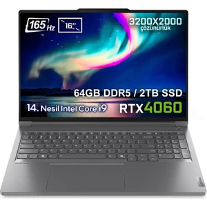 Thinkbook 16PG5 Irx Intel Core I9-14900HX 64GB Ddr5 2tb SSD RTX4060 8gb 16 Inç 3.2k 165Hz Freedos Laptop (21N50024TRV3)