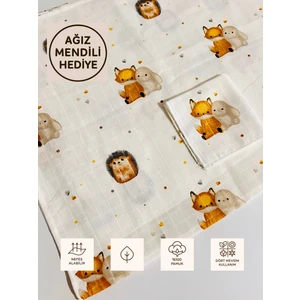 Sevza Kids Çok Amaçlı Müslin Örtü & Battaniye, Ağız Mendili Hediyeli, %100 Pamuk