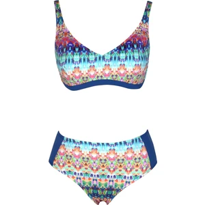Beria Kadın Mavi Etnik Desenli Toparlayıcı Askılı Bikini Takımı