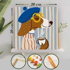 Sayılarla Boyama 20X20 Tuval Seti Fırça Boya Dahil Çıtaya Gerili - Kahve Molası