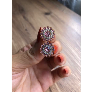 El Yapımı Işıltılı Küpe - Pembe/Gold