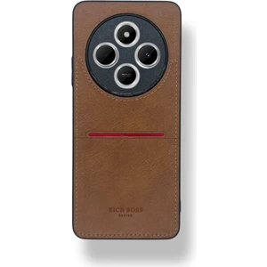 Redmi 14C Kartlıklı Rich Boss Lüx Deri Kılıf Açık Kahverengi