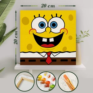 Sayılarla Boyama 20X20 Tuval Seti Fırça Boya Dahil Çıtaya Gerili - Sünger Bob