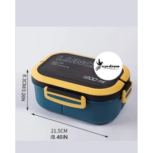 2 Katlı Taşınabilir Yemek Kabı – Lunch Box, Diyet ve Sağlıklı Beslenme Kutusu, Sızdırmaz Saklama Kabı (Lacivert )