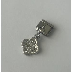 Badelis Çelik Silver Renk Taşlı Yonca Model Charm