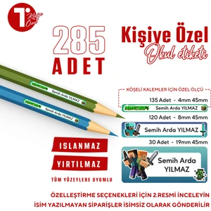 Minecraft Temalı Kişiye Özel 285 Adet Okul Etiketi