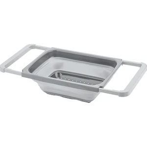  Katlanır Ayarlanabilir Dikdörtgen Süzgeç – 54x26x12 cm, Mutfak Lavabo Organizer, Sebze & Meyve Yıkama Aparatı