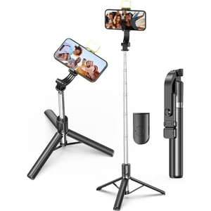 iPhone 16 Uyumlu R1S-L Mini LED Fill Light Tripod Selfie Stick 3 In 1