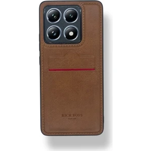 Xiaomi Mi 14T - T Pro Kartlıklı Rich Boss Lüx Deri Kılıf Açık Kahverengi