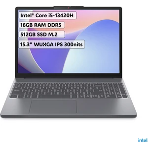 Ideapad Slim 3 Intel Core i5 13420H 16GB 512GB SSD Freedos 15.3" WUXGA Taşınabilir Bilgisayar 83K1003MTR