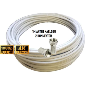 Min. 1 M. Rg6/U4 Full Hd 3d 4k Anten Tv Çanak Uydu Lnb Kablosu +2 Konnektör Tak Kullan