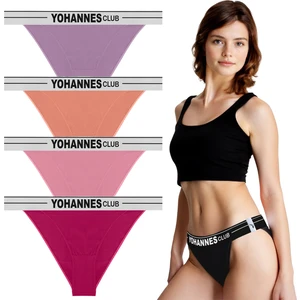 Yohannes Club Kadın Lastik Bantlı Brazilian Külot, 4'lü Paket, organik pamuklu