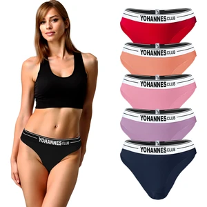 Yohannes Club Kadın Lastik Kemerli Bikini Slip, 5'li Paket, bel lastikli rahat