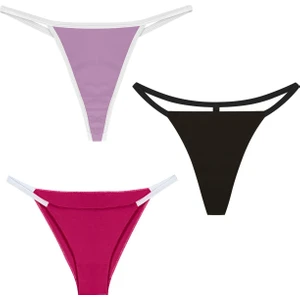 Yohannes Club Kadın Pamuklu String Set, (Brazilian, T-Thong, Thong) 3'lü Set