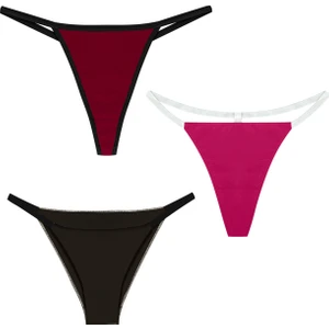 Yohannes Club Kadın Pamuklu String Set, (Brazilian, T-Thong, Thong) 3'lü Set