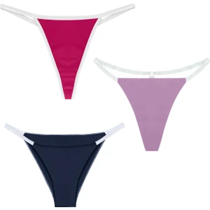 Yohannes Club Kadın Pamuklu String Set, (Brazilian, T-Thong, Thong) 3'lü Set