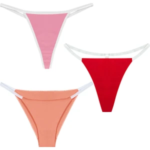 Yohannes Club Kadın Pamuklu String Set, (Brazilian, T-Thong, Thong) 3'lü Set
