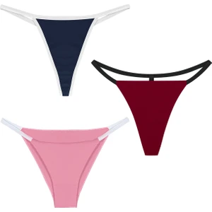 Yohannes Club Kadın Pamuklu String Set, (Brazilian, T-Thong, Thong) 3'lü Set