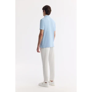 Avva Erkek Açık Mavi Kıvrılmaz Polo Yaka %100 Pamuk Basic Regular Fit T-Shirt B001032