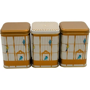 ERB25T7 Kare Metal Saklama Kabı 87X87X125, 3 Lü Set, Bird Cage