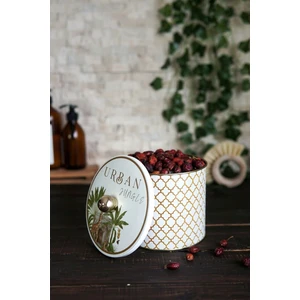 ER142-3G Forrest Yellow Desenli Yuvarlak Metal Saklama Kabı 14 cm