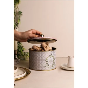 ER141-U7 Rosy Desenli Yuvarlak Metal Saklama Kabı 14 cm