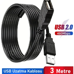USB Uzatma Kablosu / Filtreli / USB 2.0 High Speed Transmission Rate / 3 Metre