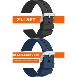 Tcl Movetime MT40-MT40X Family Saat Uyumlu Silikon Saat Kordonu Kayışı 2'li Set