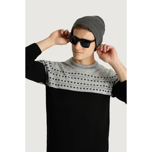 Bisiklet Yaka Slim Fit Dar Kesim Desenli Triko Kazak