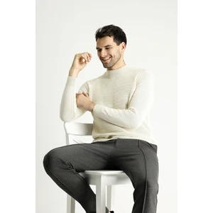 Yarım Balıkçı Yaka Slim Fit Dar Kesim Desenli Yünlü Triko Kazak