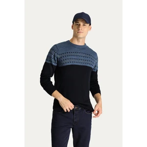Bisiklet Yaka Slim Fit Dar Kesim Desenli Triko Kazak