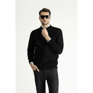 Yarım Balıkçı Yaka Slim Fit Dar Kesim Desenli Yünlü Triko Kazak